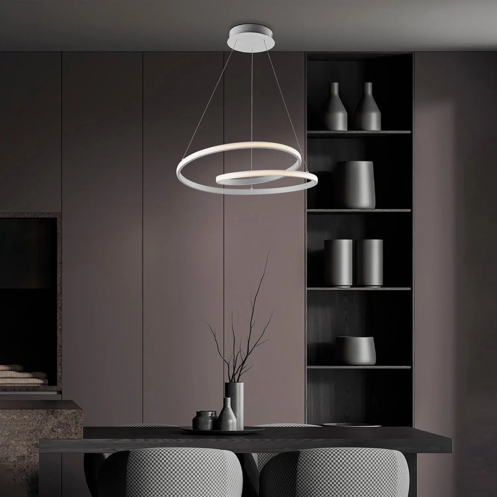Sospensione Moderna Malena Con Led Integrato Metallo E Alluminio Bianco
