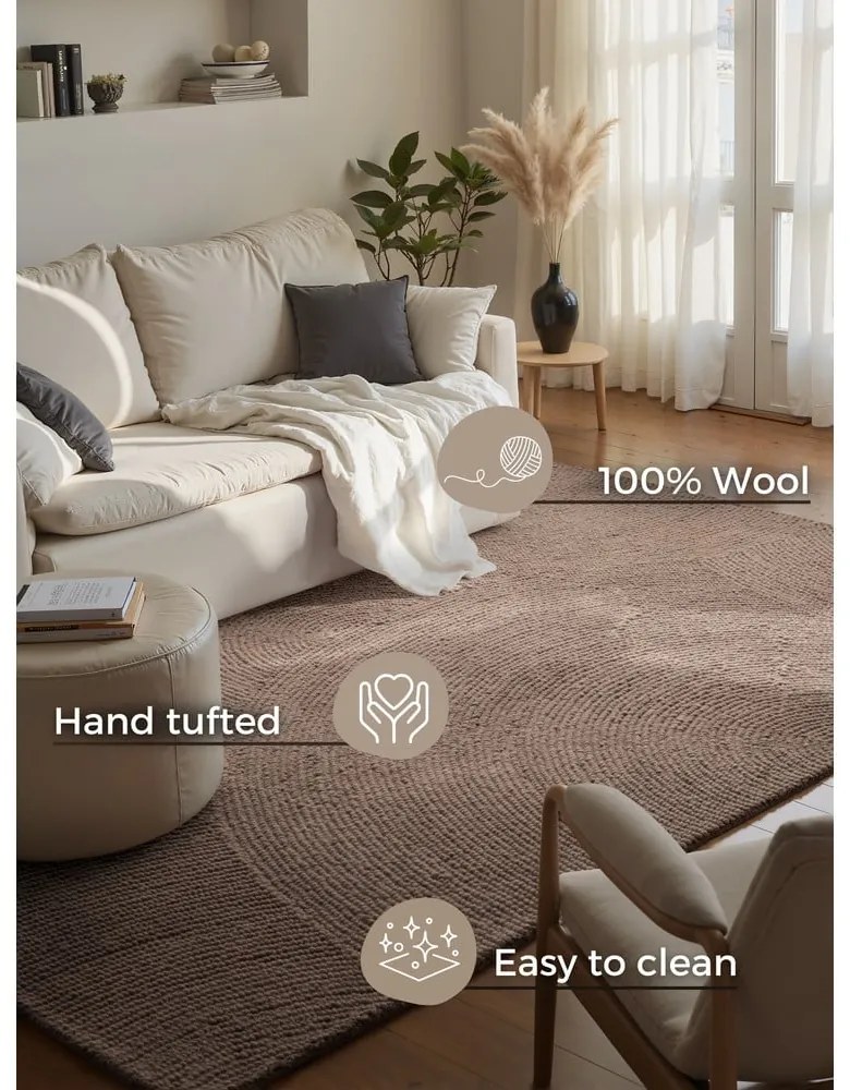 Tappeto grigio tortora in lana tessuto a mano 160x230 cm Eleni Taupe – Hanse Home