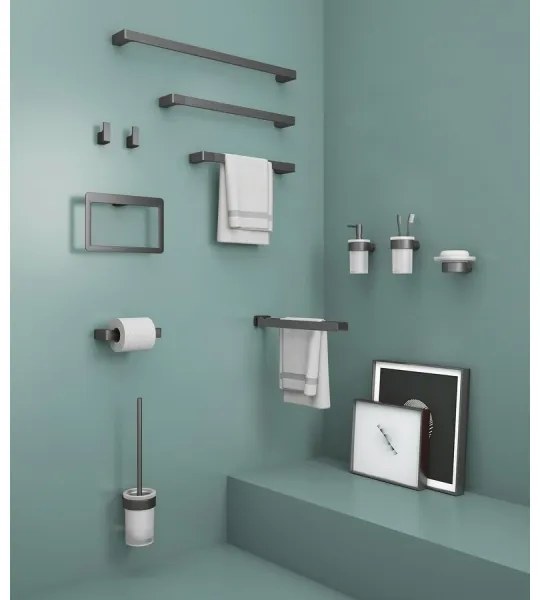 Gedy - Portasapone da parete PIRENEI vetro opalino/grigio metallizzato