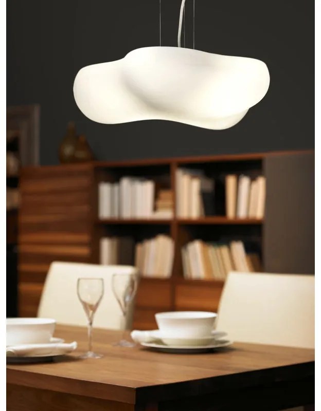 Lampadario Moderno Eos bianco paralume bianco 4x E27 Ø50cm MANTRA