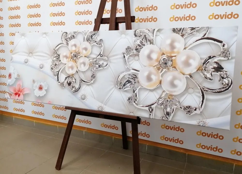Quadro su tela – Gioielli con motivo floreale