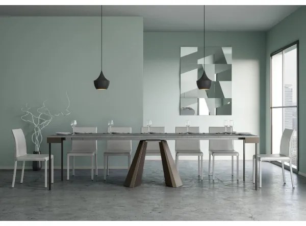 Consolle 90x40 cm allungabile a 300 cm DIAMANTE EVOLUTION Cemento telaio Orso