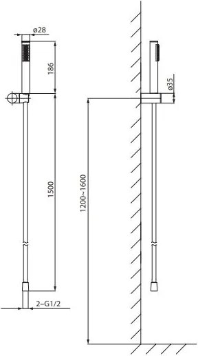 Cersanit S951-618 - Set da doccia ZEN nero