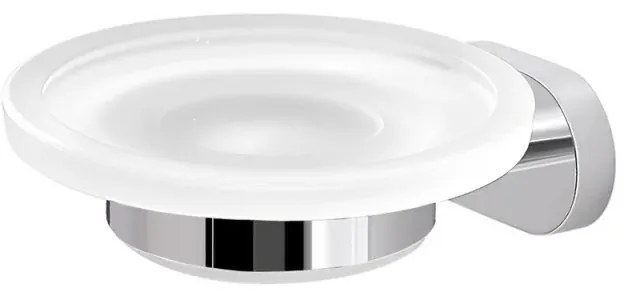 Portasapone bagno a muro Gedy serie Bernina in acciaio inox cromato e vetro