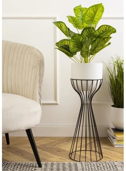 Vaso da fiori in metallo LOFT 68x20 cm nero/bianco