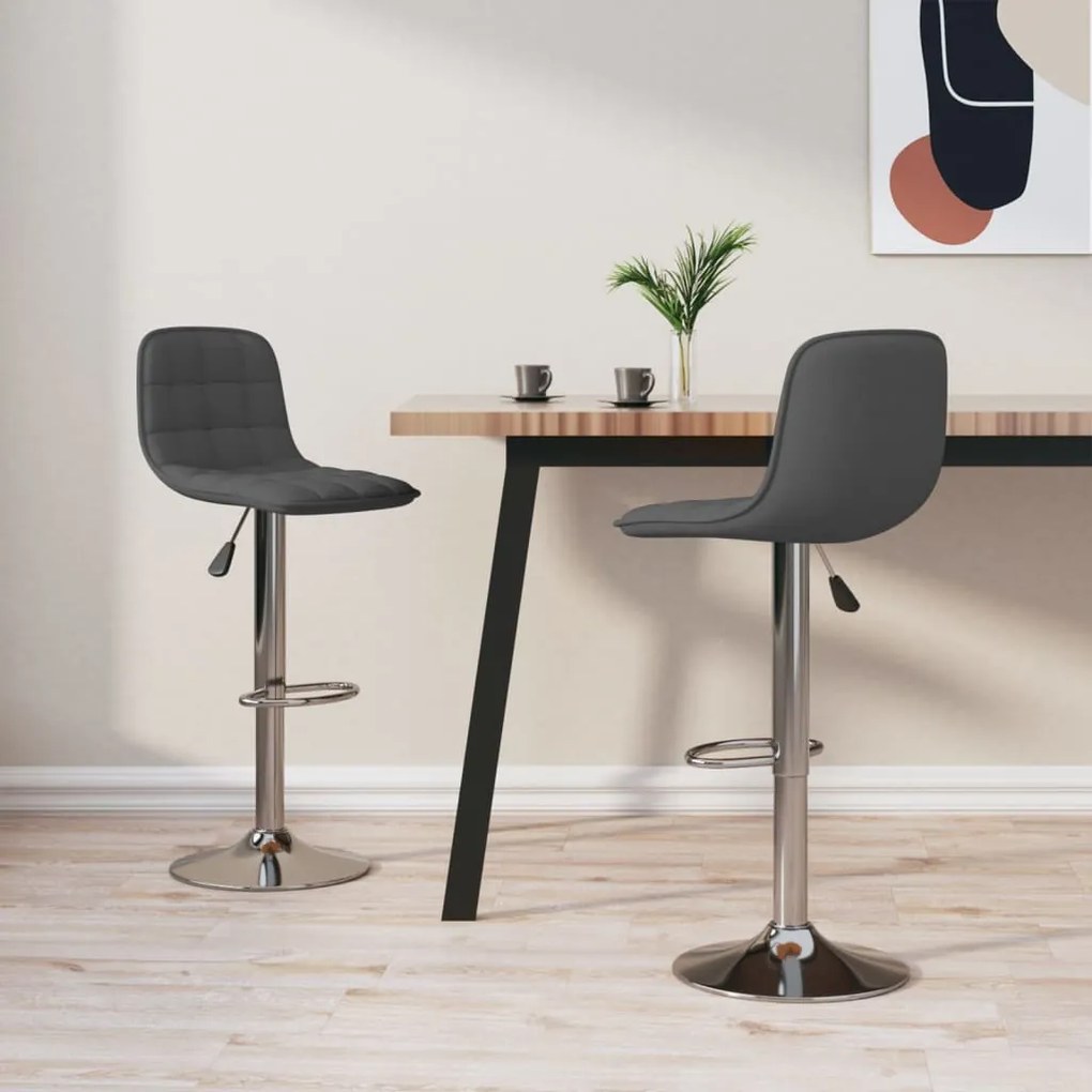 Sgabelli Da Bar 2 Pz Grigio Scuro İn Tessuto /