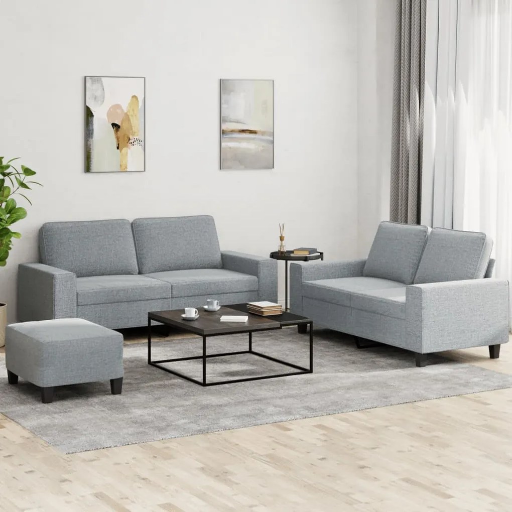 Set Di Divani 3 Pz Grigio Chiaro İn Tessuto /