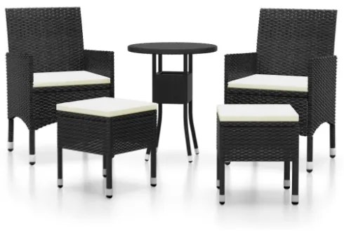 Set Divani da Giardino 5 pz in Polyrattan Nero