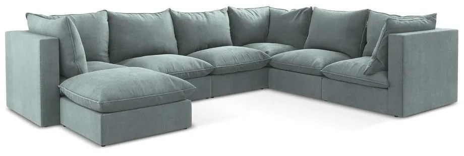 Divano angolare blu (con penisola a destra/a U) Manao – Makamii