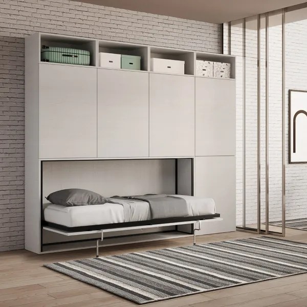 Letto NABOR singolo a scomparsa Bianco Frassino Composizione B