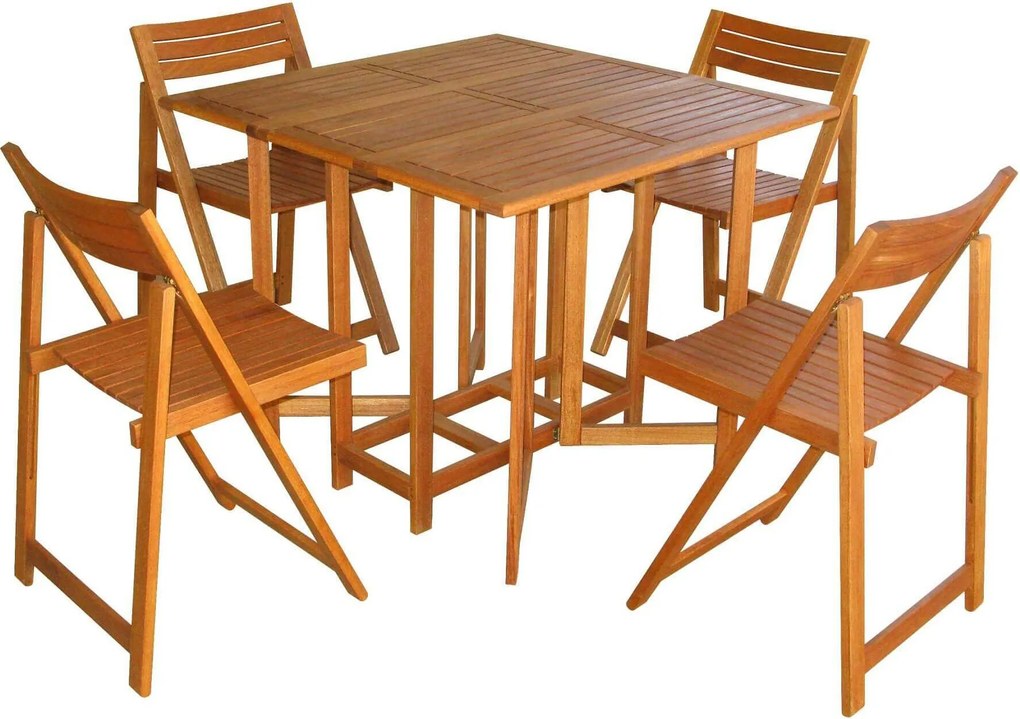 FALCO - set tavolo e 4 sedie in acacia