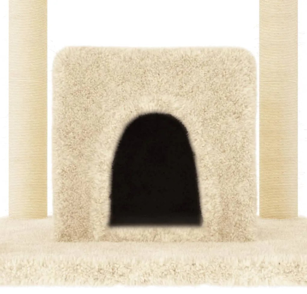 Albero per gatti con tiragraffi in sisal crema 154 cm