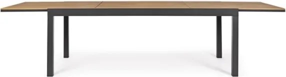 Tavolo Allungabile Per Esterno In Alluminio 95x200-300 Cm Con Doghe Di Legno Elias Antracite Bizzotto