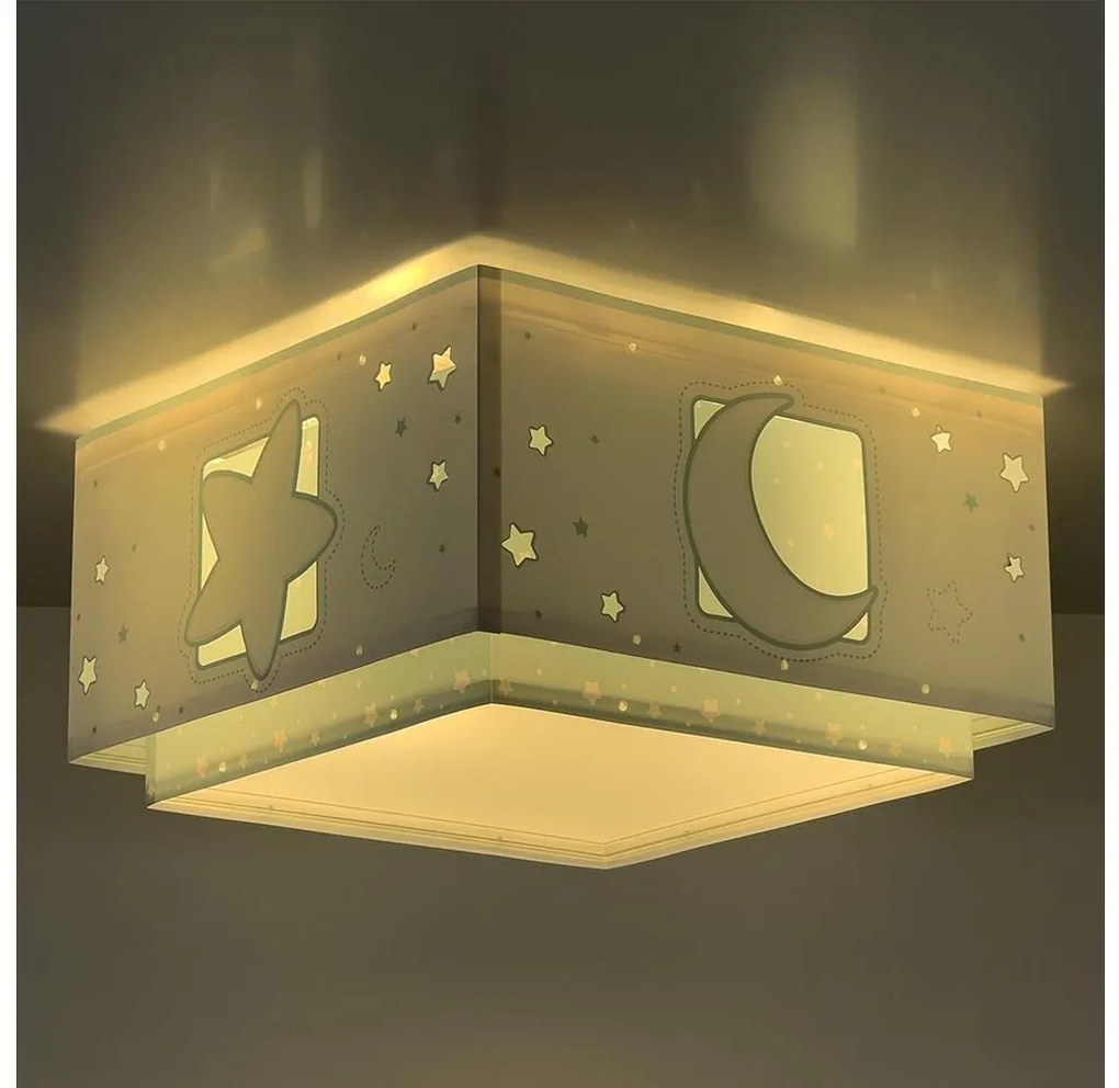 Dalber 63236H - Plafoniera per bambini MOONLIGHT 2xE27/60W/230V verde