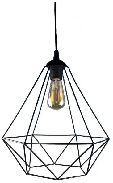 Lampadario a sospensione con filo DIAMOND 1xE27/60W/230V nero