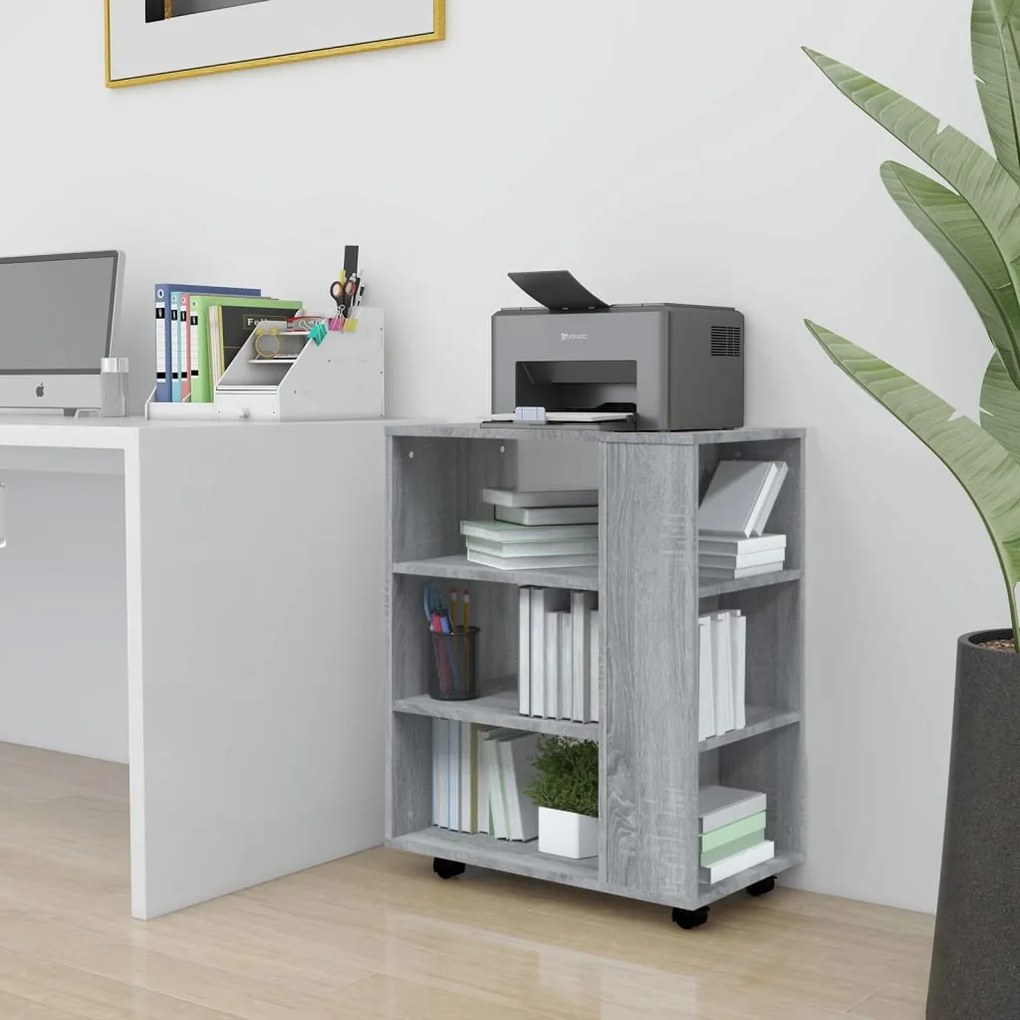Armadietto Con Ruote Grigio Sonoma 60x35x75cm Legno Multistrato /