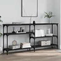 Tavolino Consolle Nero 160x29x75 cm in Legno Multistrato 834085