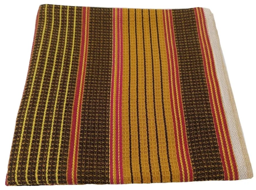 Asciugamano goffrato/lavorato a mano giallo/marrone in cotone 50x100 cm – JAHU collections