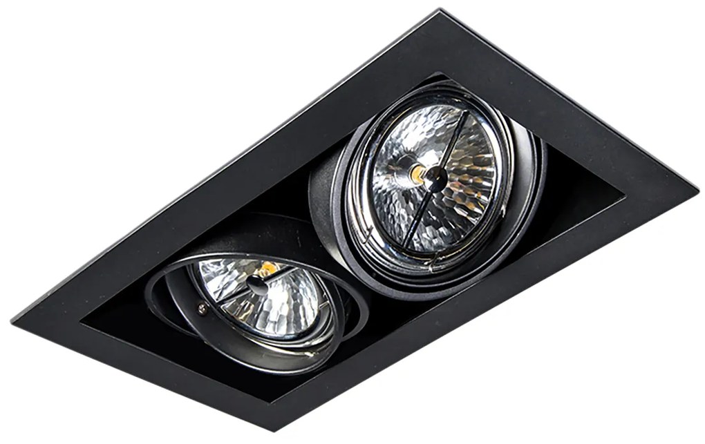 Set di 6 faretti da incasso neri AR111 orientabili 2 luci - Oneon