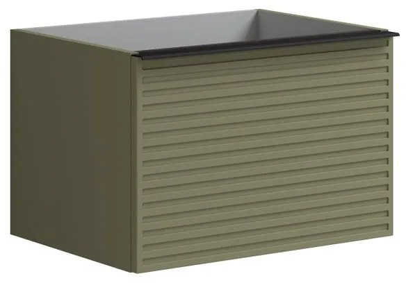 Mobile da bagno sotto lavabo Pixel stripes laccato opaco verde salvia e maniglia alluminio nero laccato opaco L 60 x H 40 x P 45.5 cm 2 cassetti, lavabo non incluso