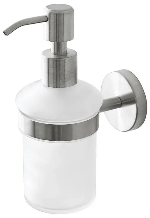 Porta dispenser per sapone liquido in vetro e acciaio inox satinato Galassia