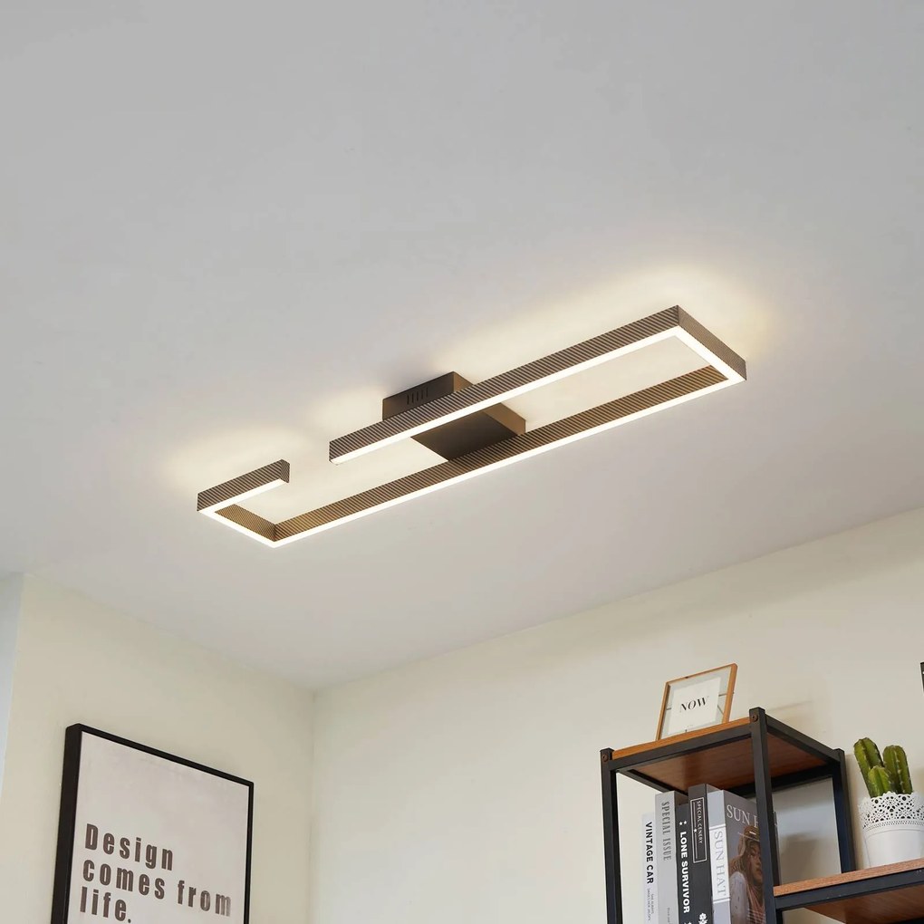 Lucande Plafoniera LED Yvor, 100 cm, nero, alluminio