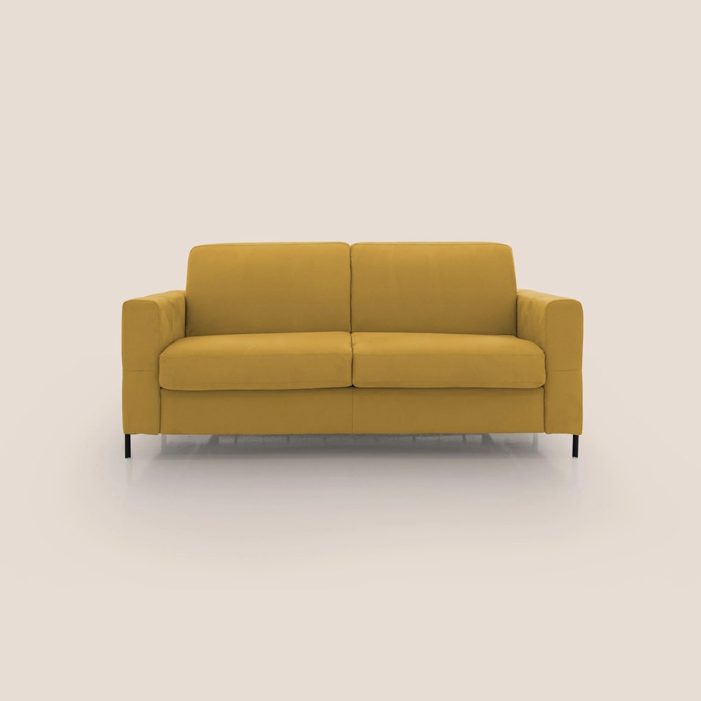 Ortensia divano letto materasso H18 cm con piedi alti in elegante microfibra smacchiabile T11