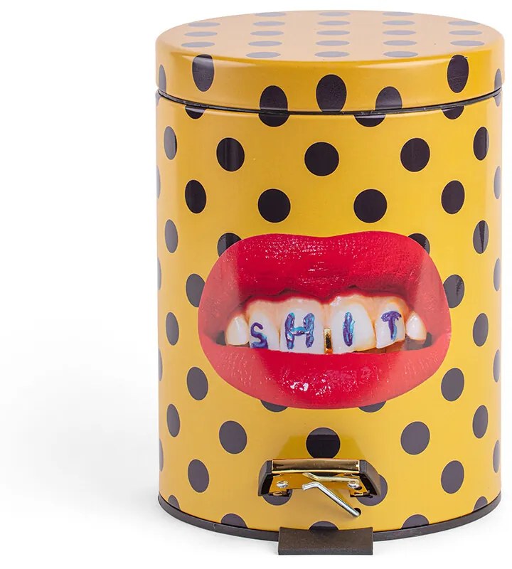 Seletti - Shit Toiletpaper Home Dustbin Ø25xH39,5 Giallo/Nero/Multicolor Seletti