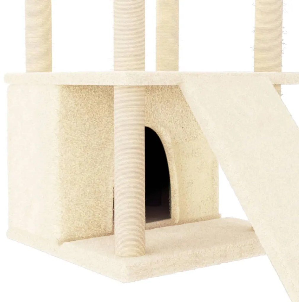 Albero per Gatti con Tiragraffi in Sisal Crema 133 cm