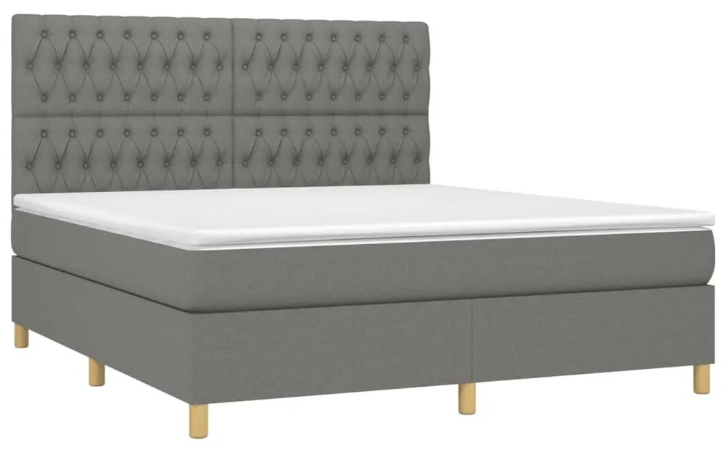 Letto a molle materasso e led grigio scuro 180x200cm in tessuto