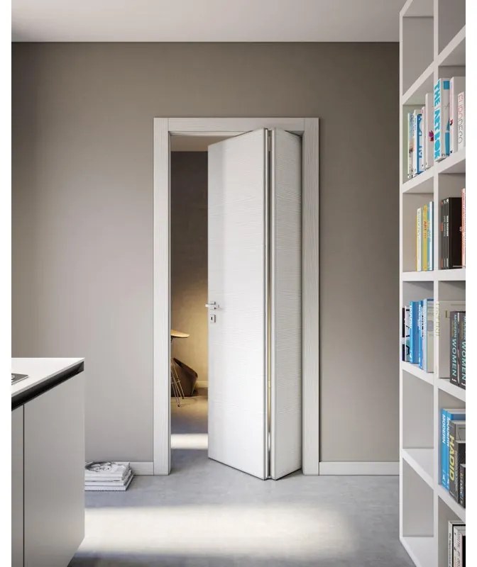 Porta pieghevole a libro asimmetrica Modena bianco matrix L 70 x H 210 cm destra