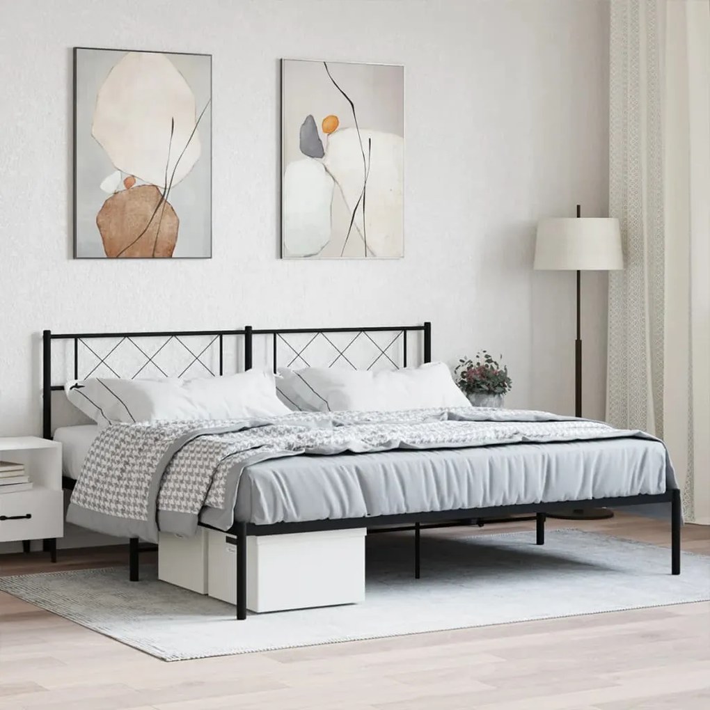 Giroletto Con Testiera İn Metallo Nero 180x200 Cm /