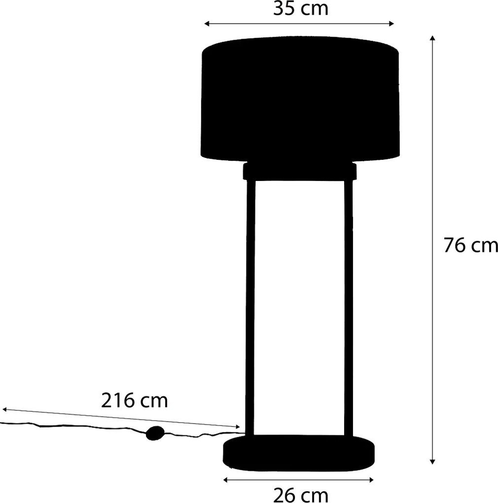 Lampada da tavolo nera con paralume ovale nero 35 cm - Thijmen