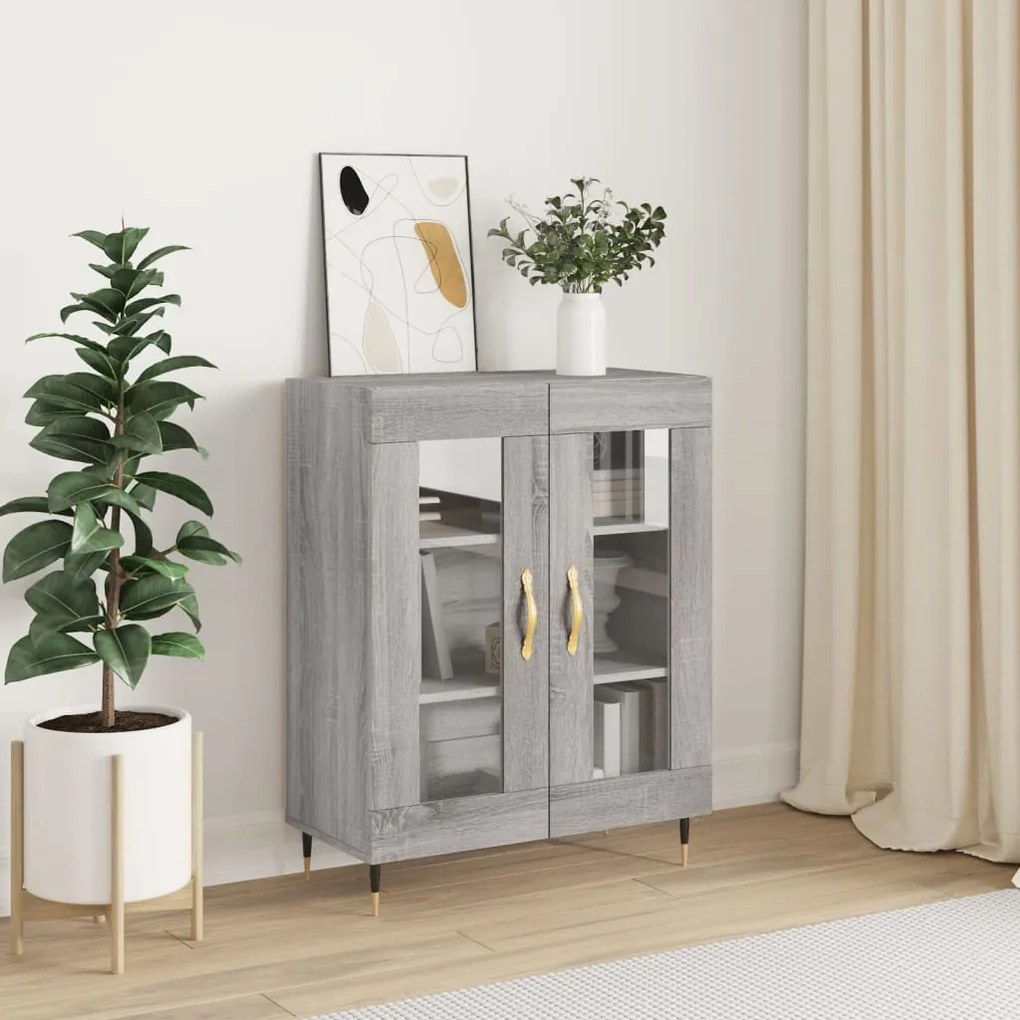 Credenza grigio sonoma 69,5x34x90 cm in legno multistrato