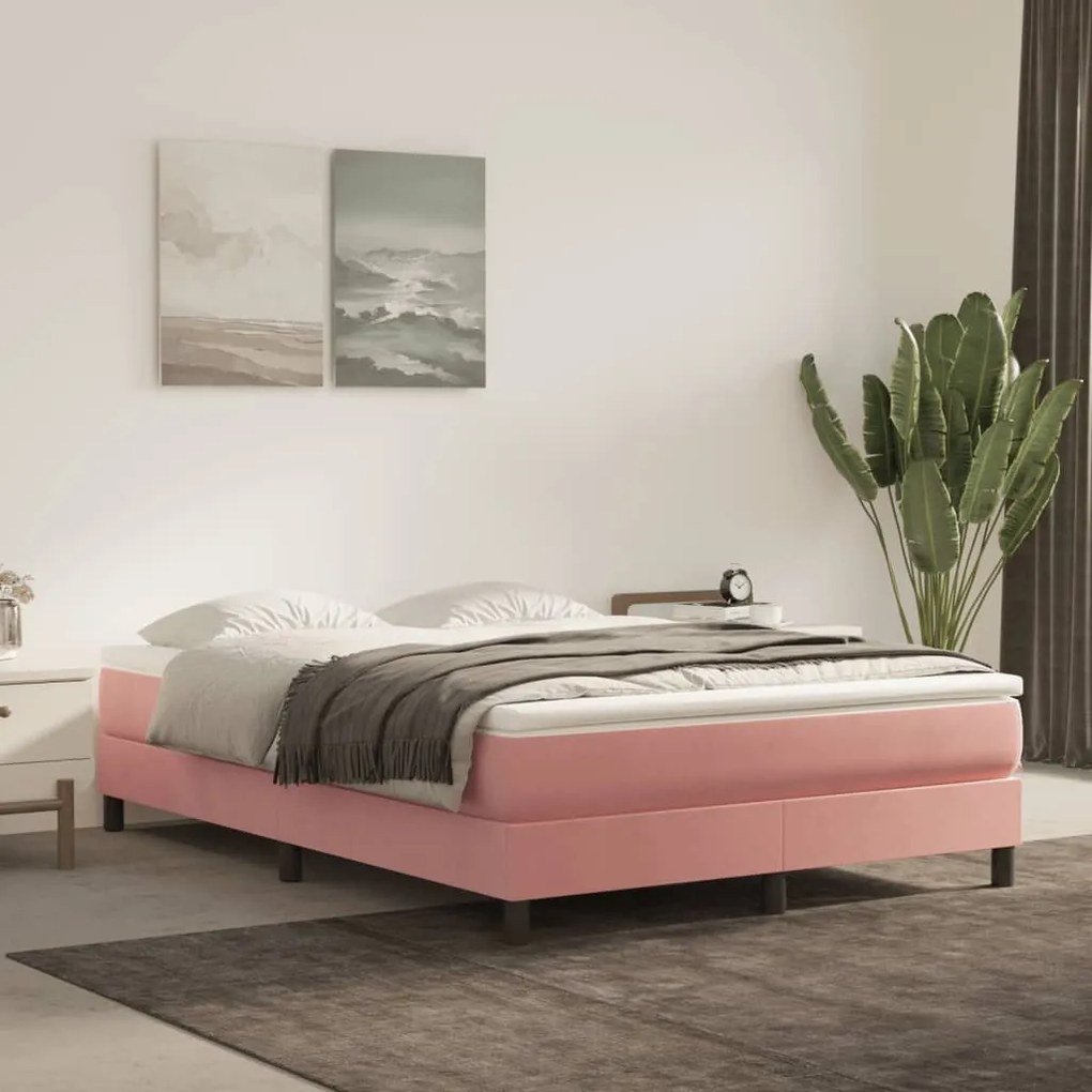 Materasso A Molle Insacchettate Rosa 140x210x20 Cm İn Velluto /