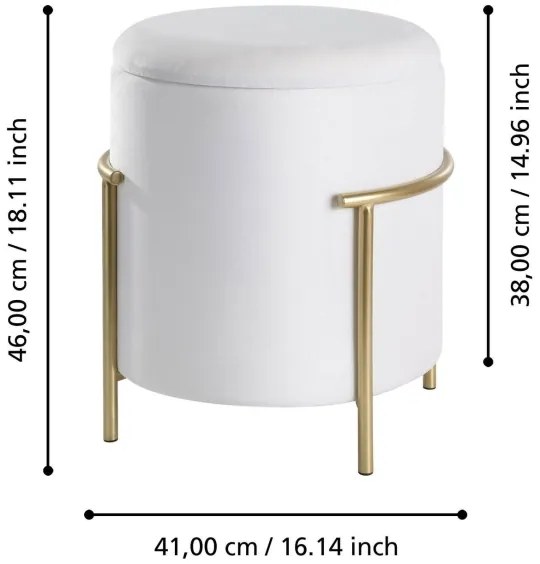 Eglo 424135 - Sgabello MASHIKE 46x41 cm bianco/oro
