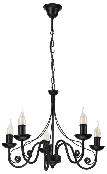 Lampadario a sospensione con catena DONATO 5xE14/40W/230V nero