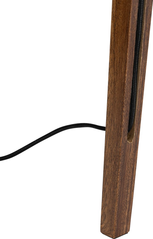 Lampada da terra moderna in legno di noce con paralume bouclé beige 50 cm - Tripod Classic