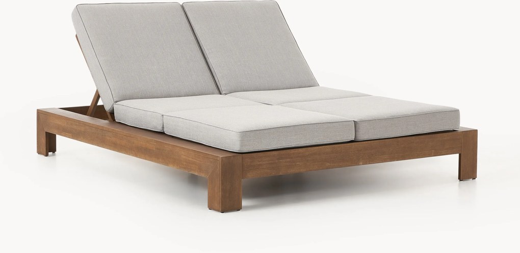 Lettino prendisole da giardino in legno di acacia doppio Joshua