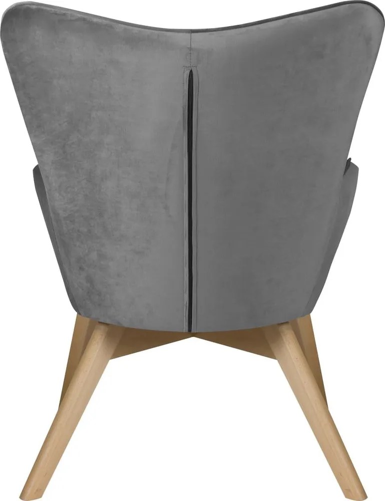 Poltrona grigia con rivestimento in velluto Niko – Ropez