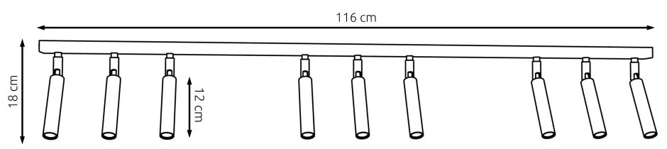 Lampadario Orientabile da soffitto IVI 9 Black Colore del corpo Nero
