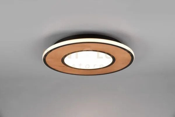 Deacon plafoniera led metallo nero e inserto legno naturale dimmera...