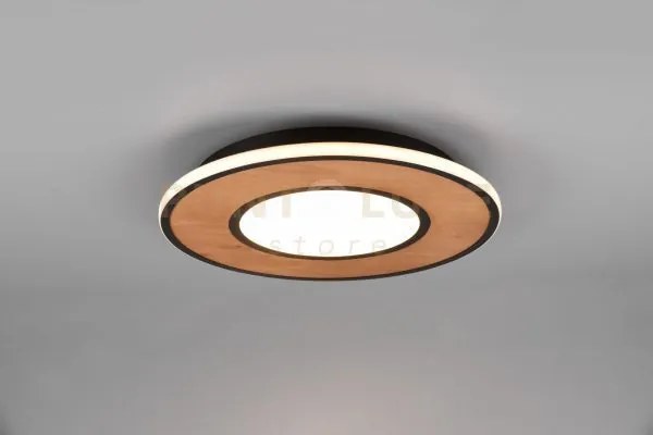 Plafoniera deacon led inserto legno naturale  dimmerabile con inter...