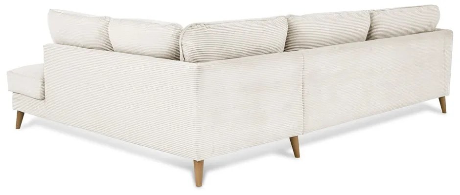 Divano angolare in velluto a coste bianco (angolo destro) Paris - Scandic