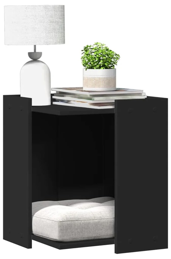 Recinto Per Lettiera Per Gatti Nero 60x40x40 Cm İn Truciolato /