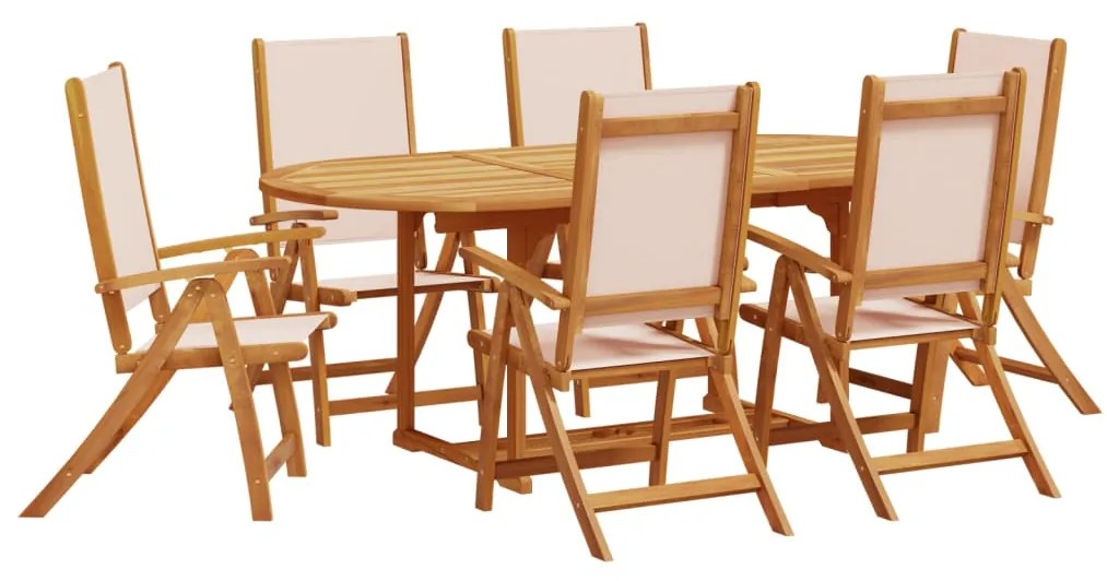 Set pranzo da giardino 7pz legno massello di acacia e textilene