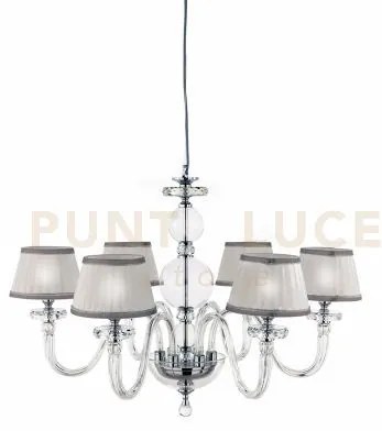 Lampadario bach 6 luci cristallo e finitura cromo attacco e14 con p...
