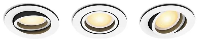 Set da 3 pezzi, faretto da incasso con fonte luminosa orientabile GU10 PHILIPS HUE bianco Luce cct da bianco caldo a bianco freddo