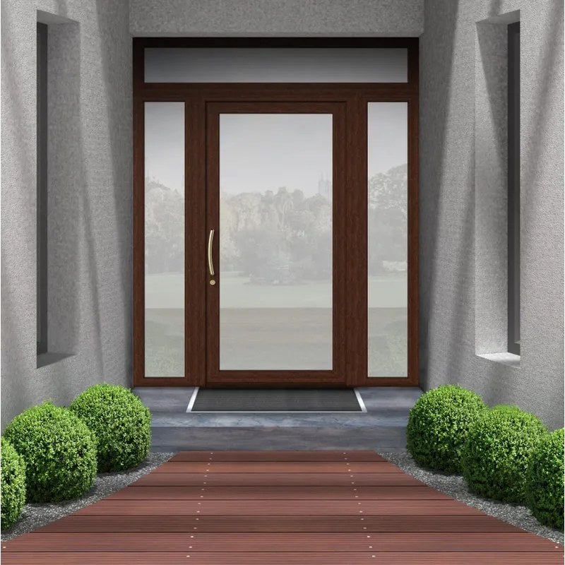 Portoncino d'ingresso Condo22 L 90 x H 210 cm in PVC noce, apertura spingere a destra