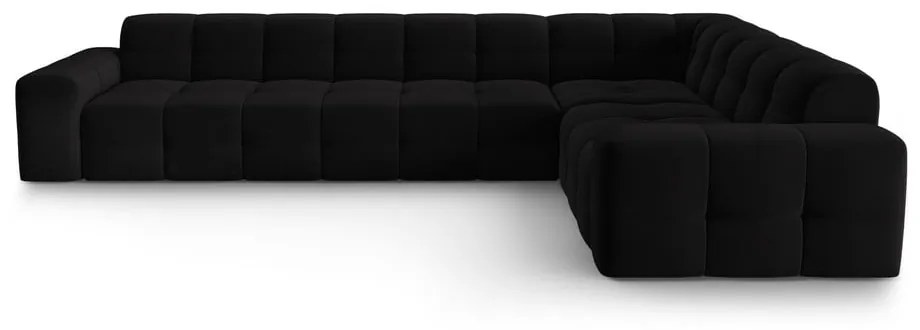Divano angolare in velluto nero (angolo destro) Kendal - Micadoni Home